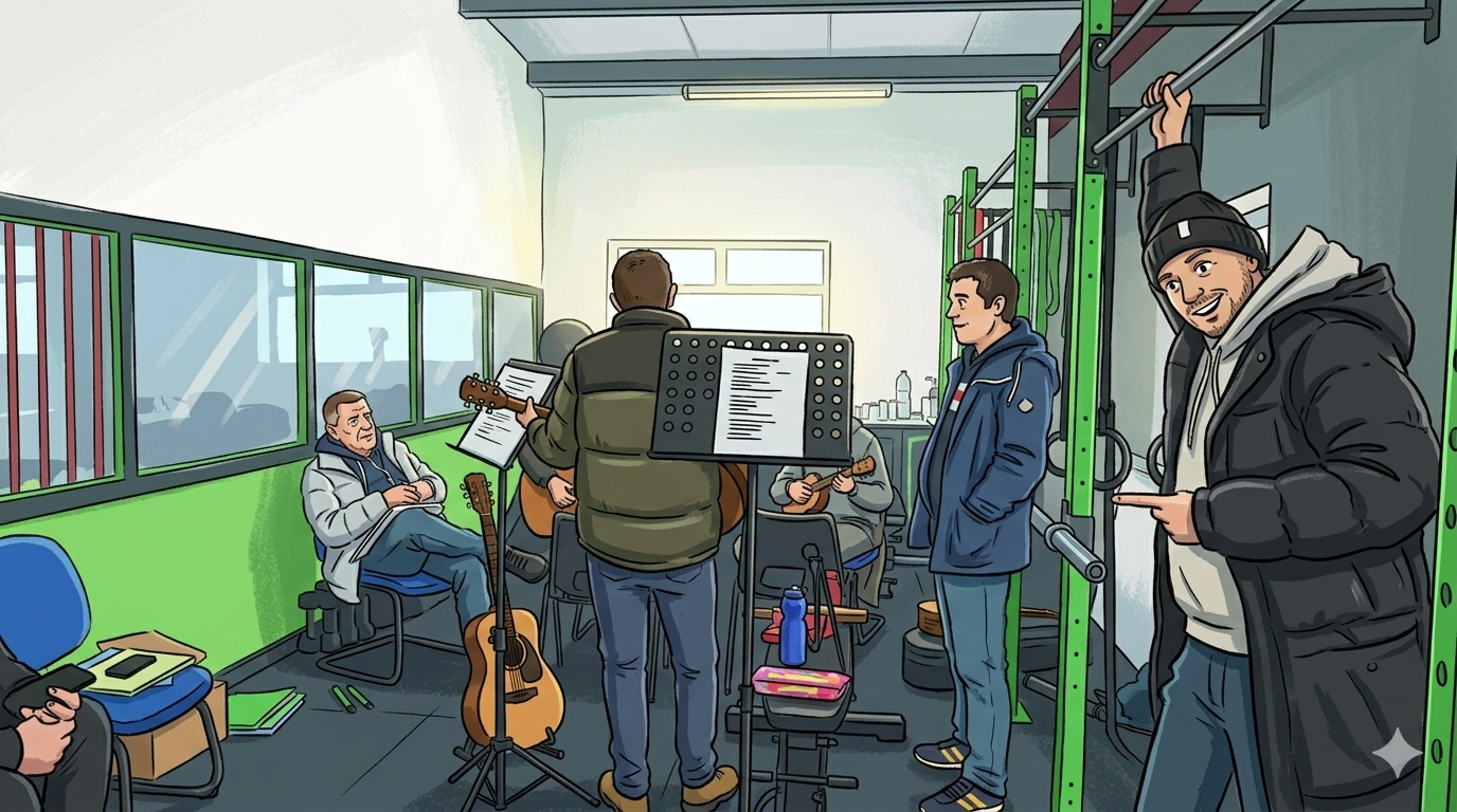 The Folk Ups during a practice session